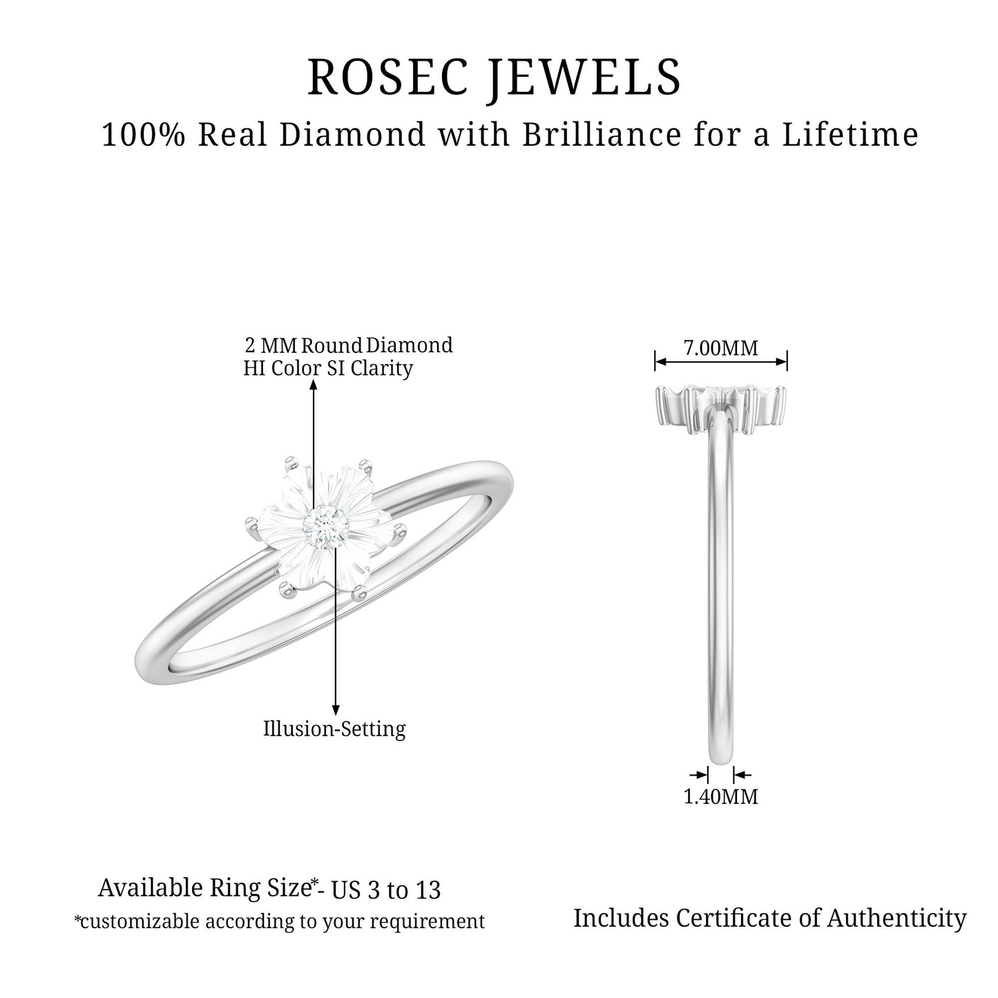 Miracle Plate Diamond Flower Ring with Certificate