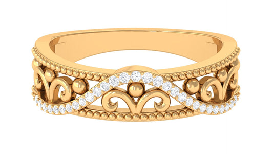 Vintage Inspired Real Diamond Wedding Band