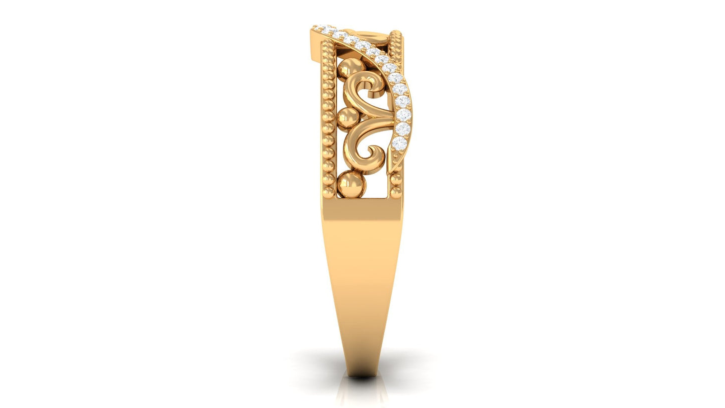 Vintage Inspired Real Diamond Wedding Band