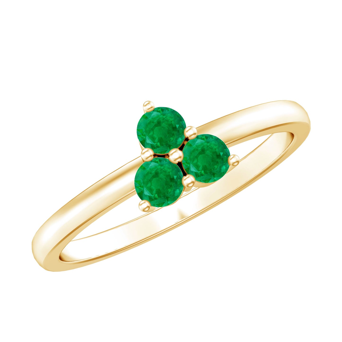 Natural Emerald 3 Stone Promise Ring with Certificate