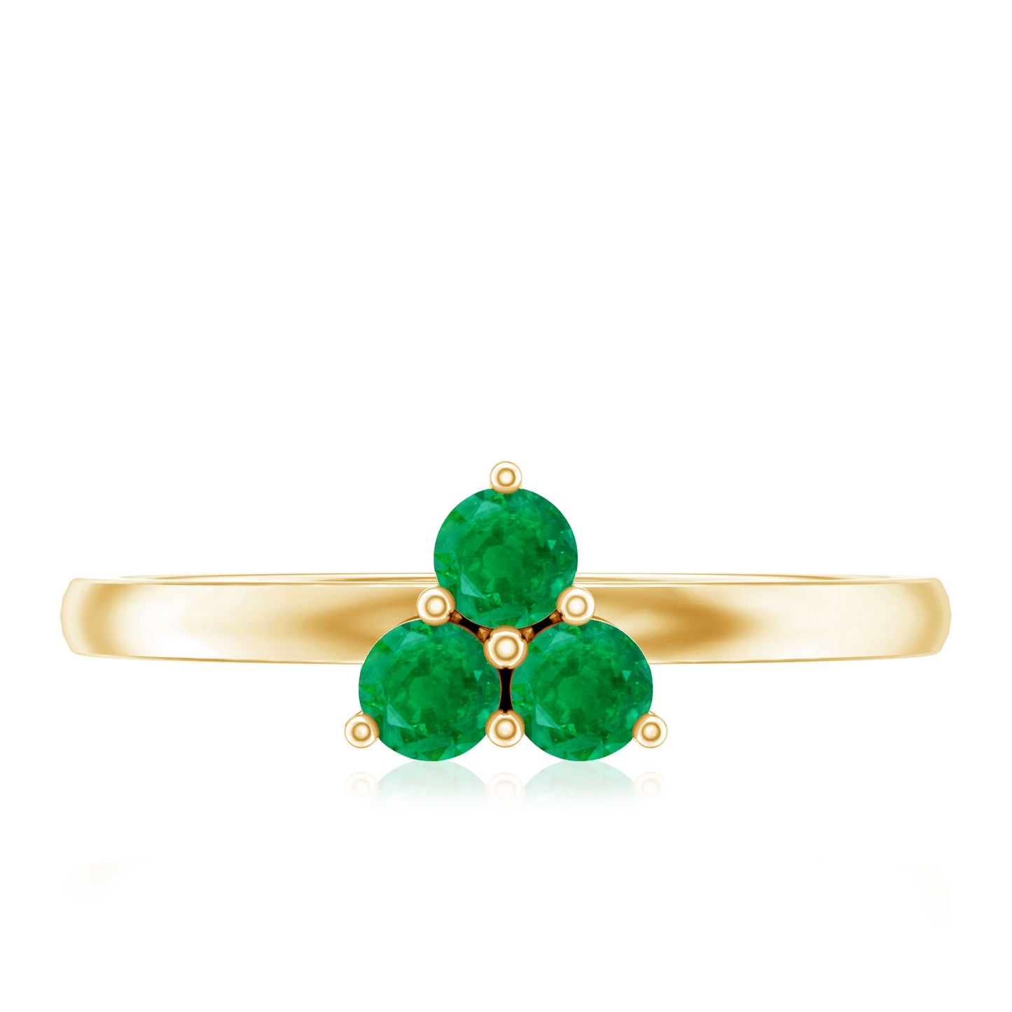 Natural Emerald 3 Stone Promise Ring with Certificate