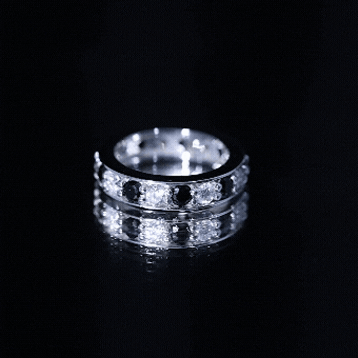 Certified Lab Grown Black Diamond Eternity Ring with Moissanite