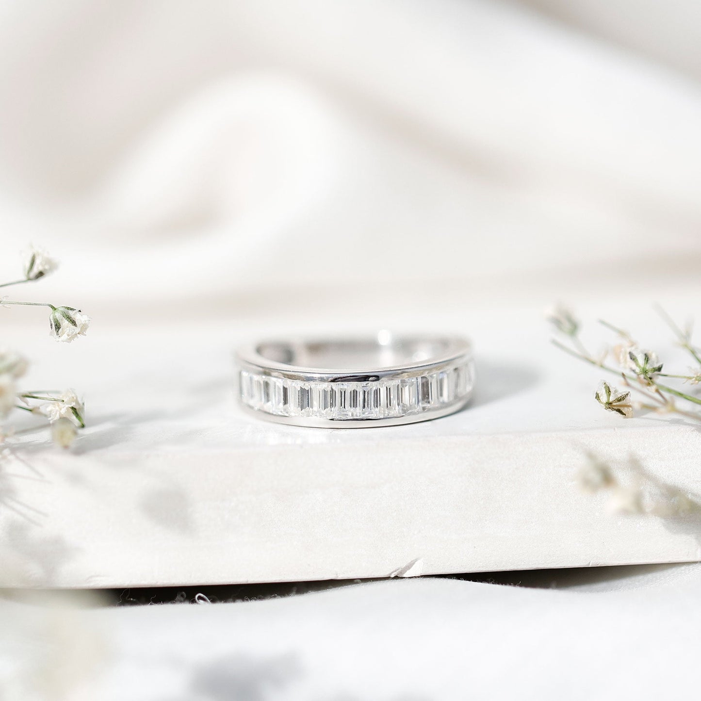 Channel Set Certified Moissanite Half Eternity Band Ring