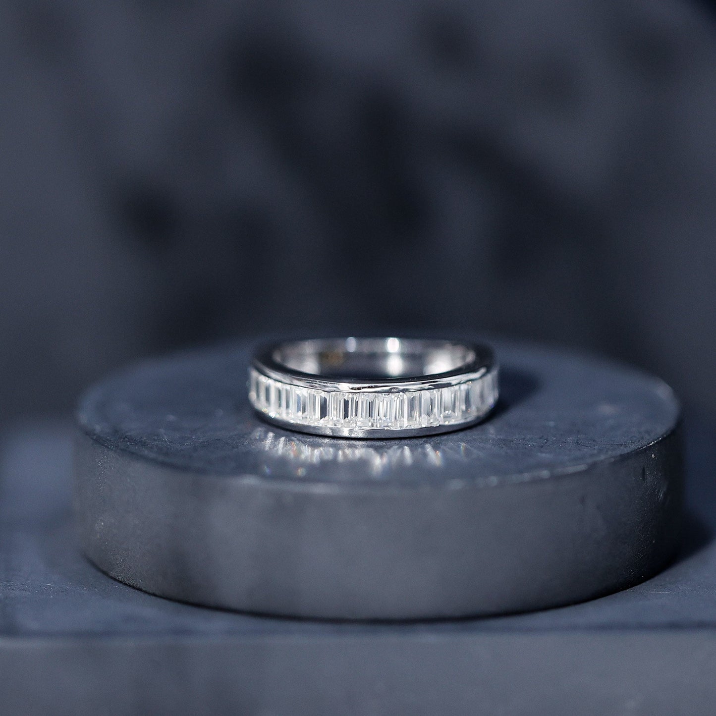 Channel Set Certified Moissanite Half Eternity Band Ring