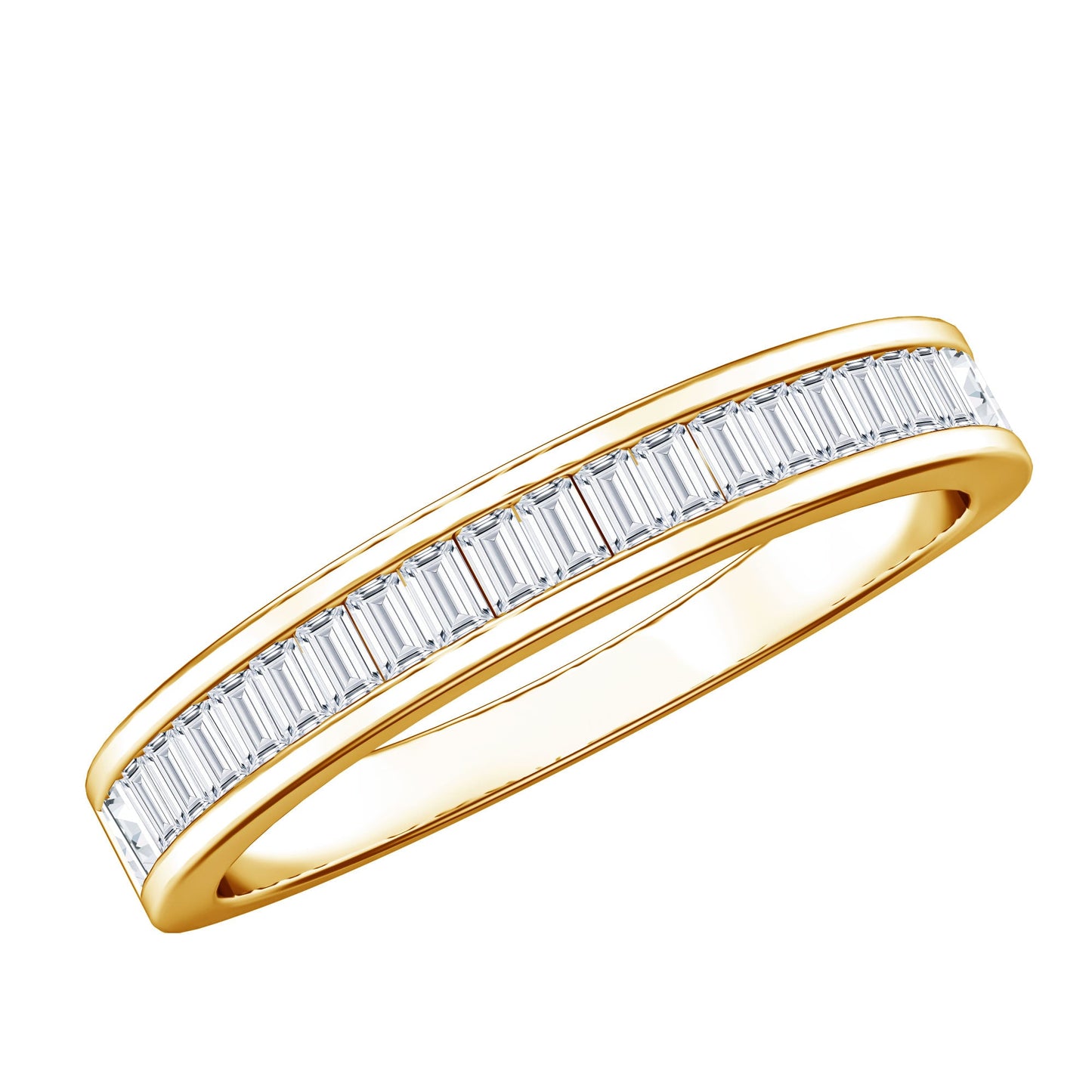 Channel Set Certified Moissanite Half Eternity Band Ring