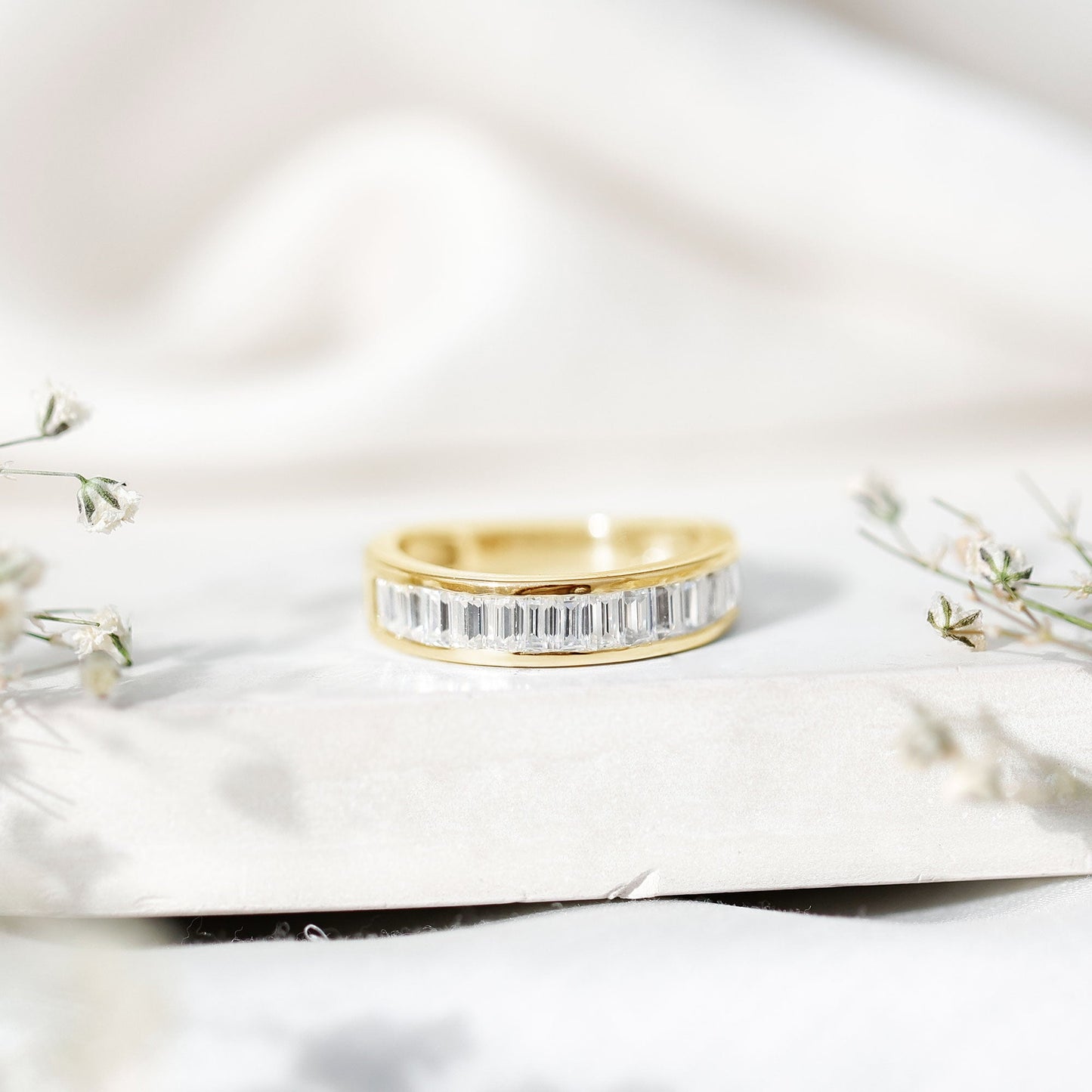 Channel Set Certified Moissanite Half Eternity Band Ring