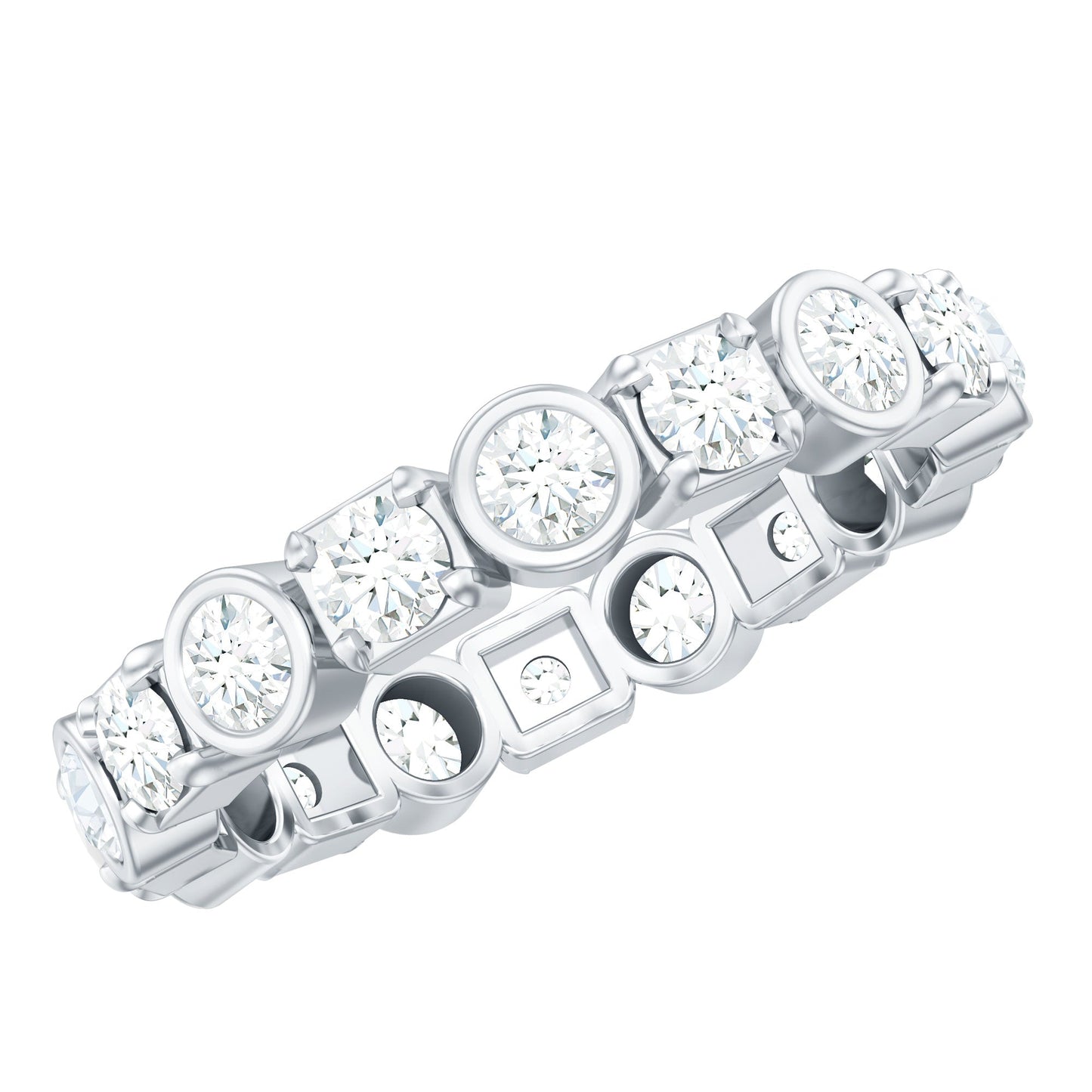 Round Moissanite Eternity Wedding Band with Certificate