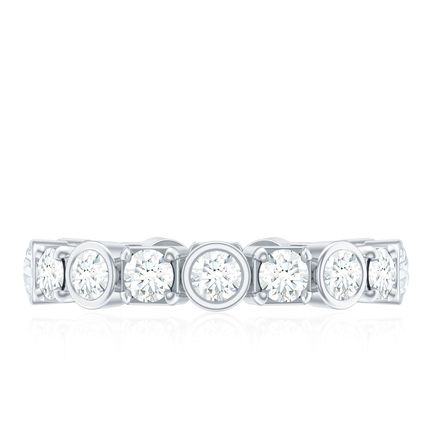 Round Moissanite Eternity Wedding Band with Certificate