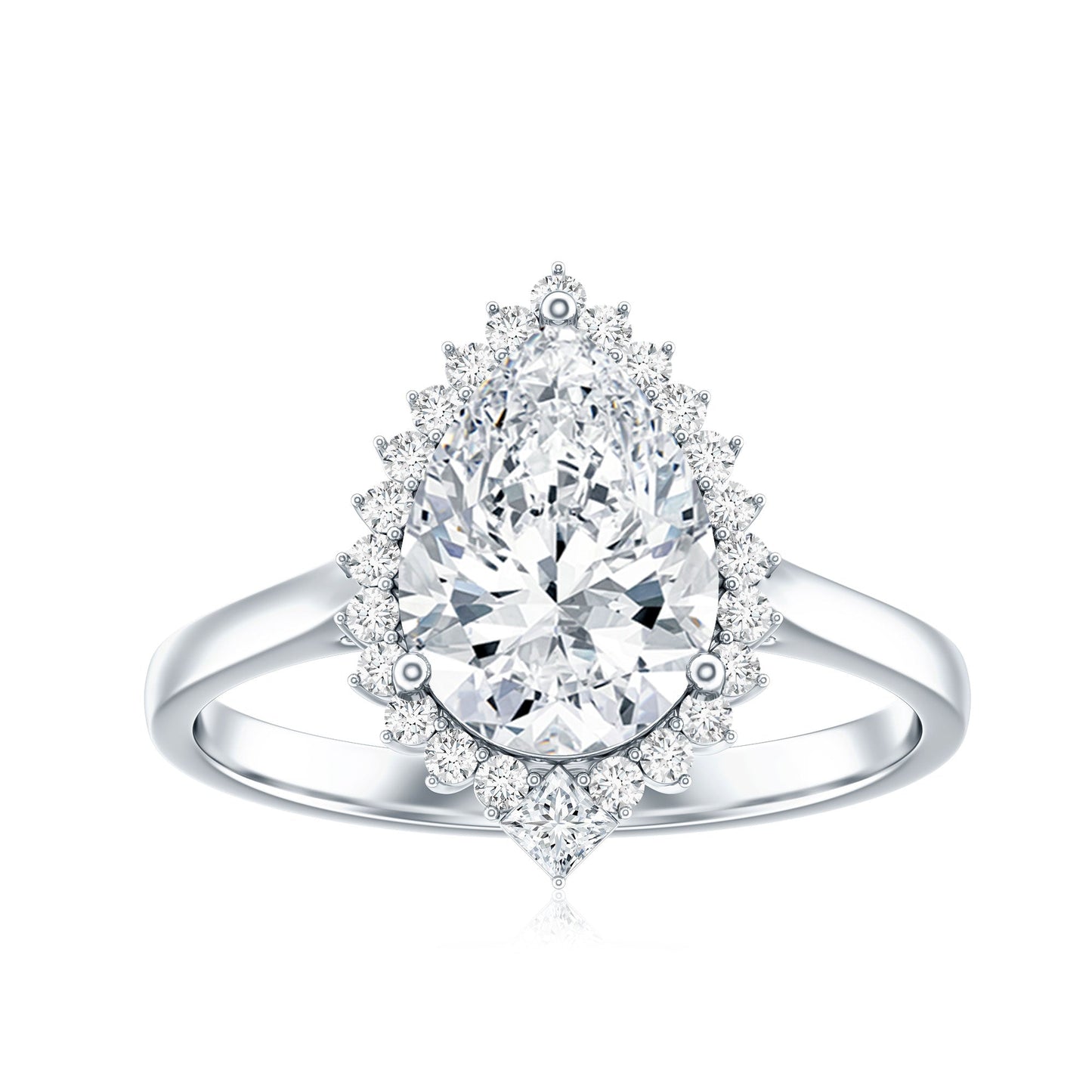 Pear Shape Moissanite Huge Engagement Ring with Halo