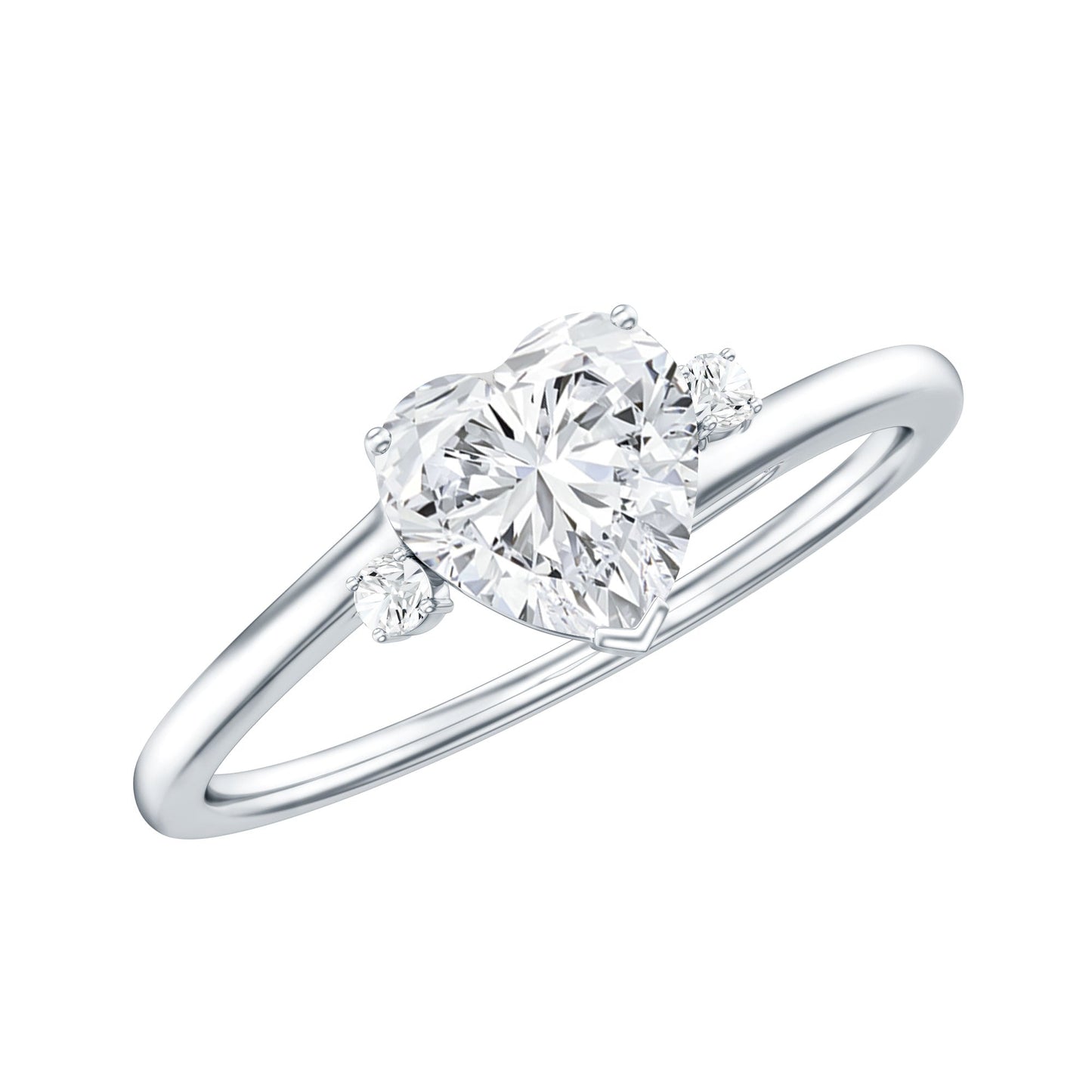 Solitaire Moissanite Heart Engagement Ring in Prong Setting