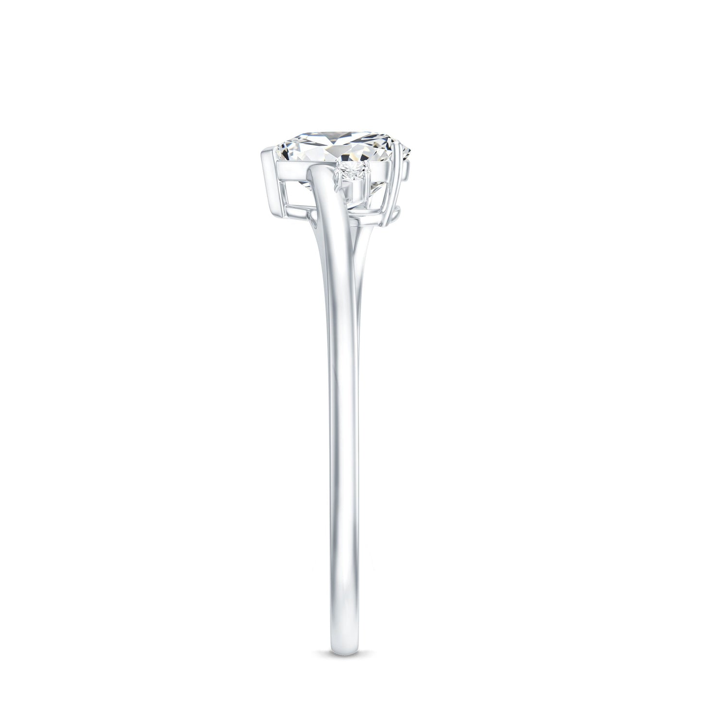 Solitaire Moissanite Heart Engagement Ring in Prong Setting