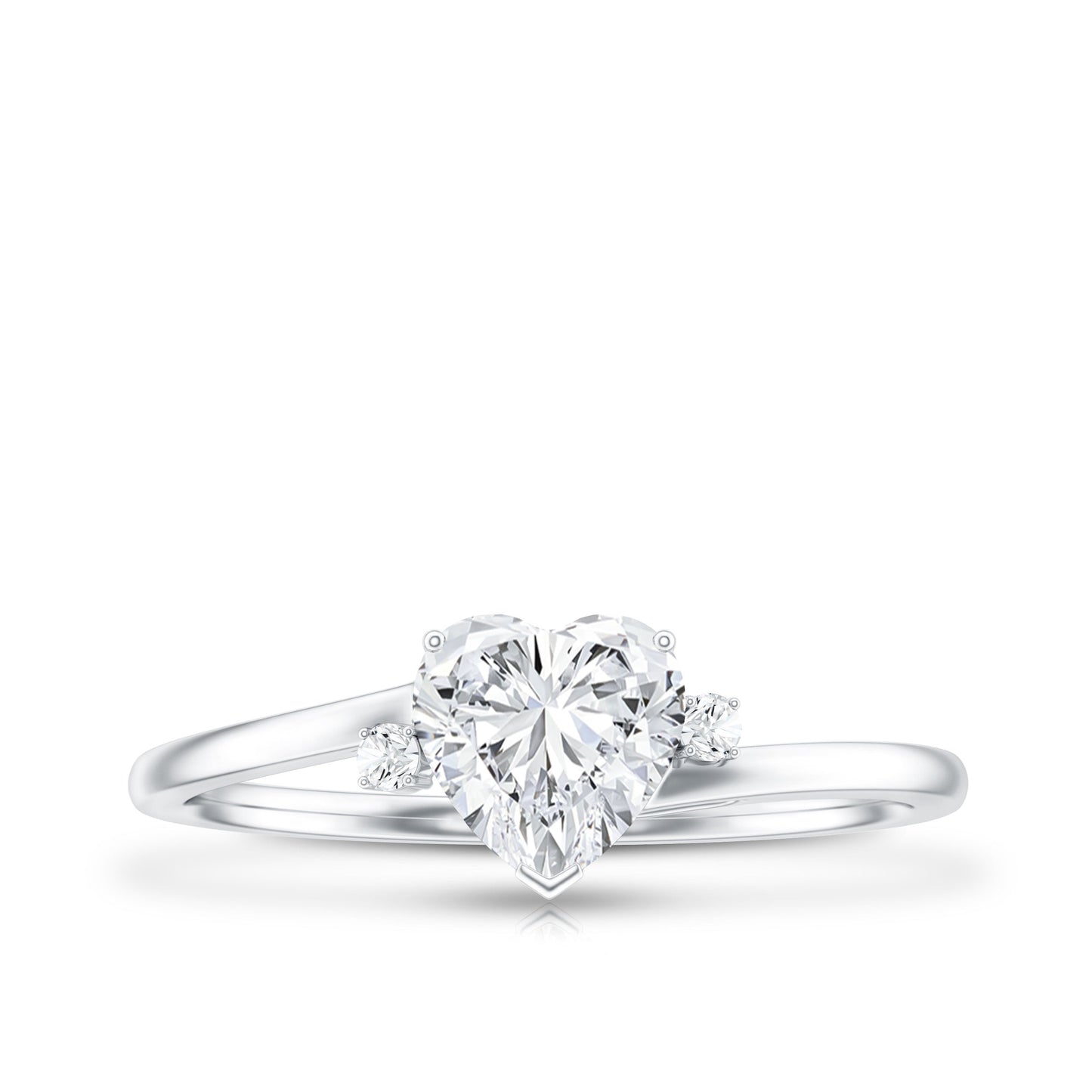 Solitaire Moissanite Heart Engagement Ring in Prong Setting