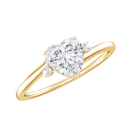 Solitaire Moissanite Heart Engagement Ring in Prong Setting