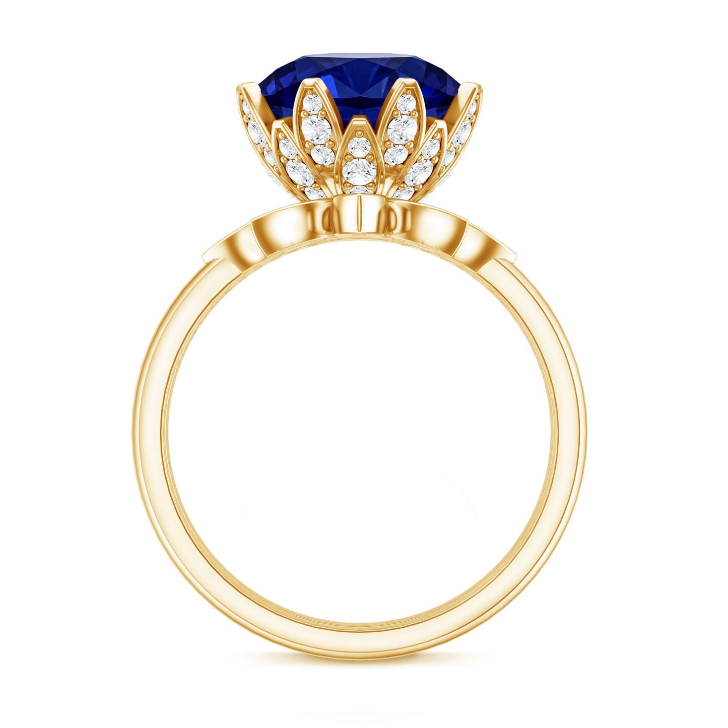 Nature Inspired 4.5 Carat Lab Grown Blue Sapphire Diamond Engagement Ring with Enhancer