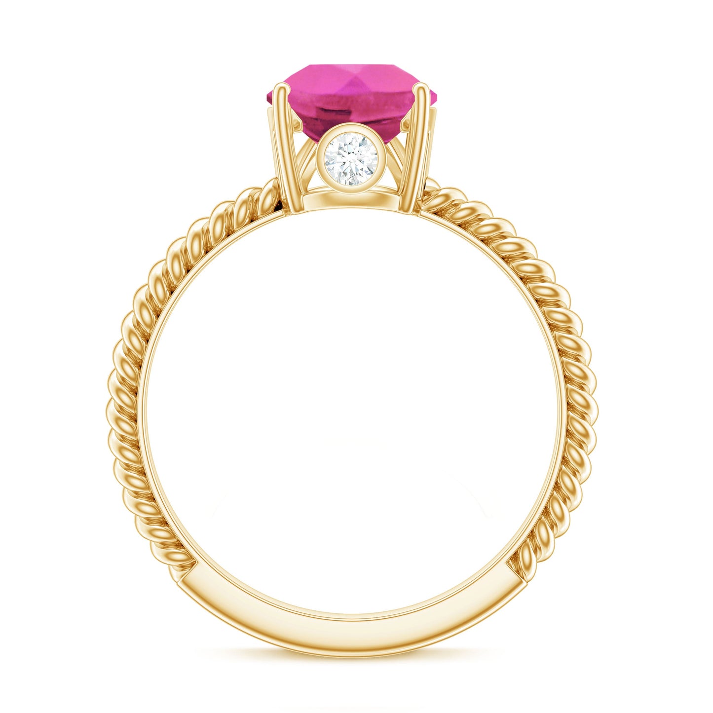 2.5 Carat Lab Created Pink Sapphire Teardrop Engagement Ring with Surprise Diamond