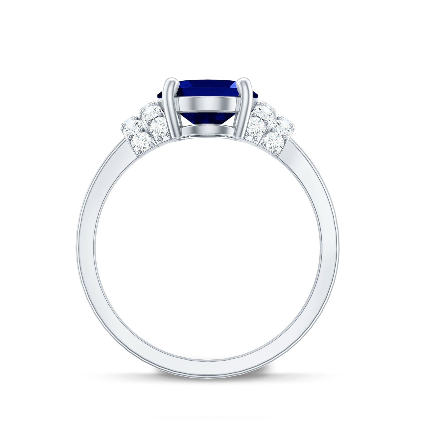 Certified 4 Carat Oval Lab Grown Blue Sapphire Engagement Ring with Diamonds