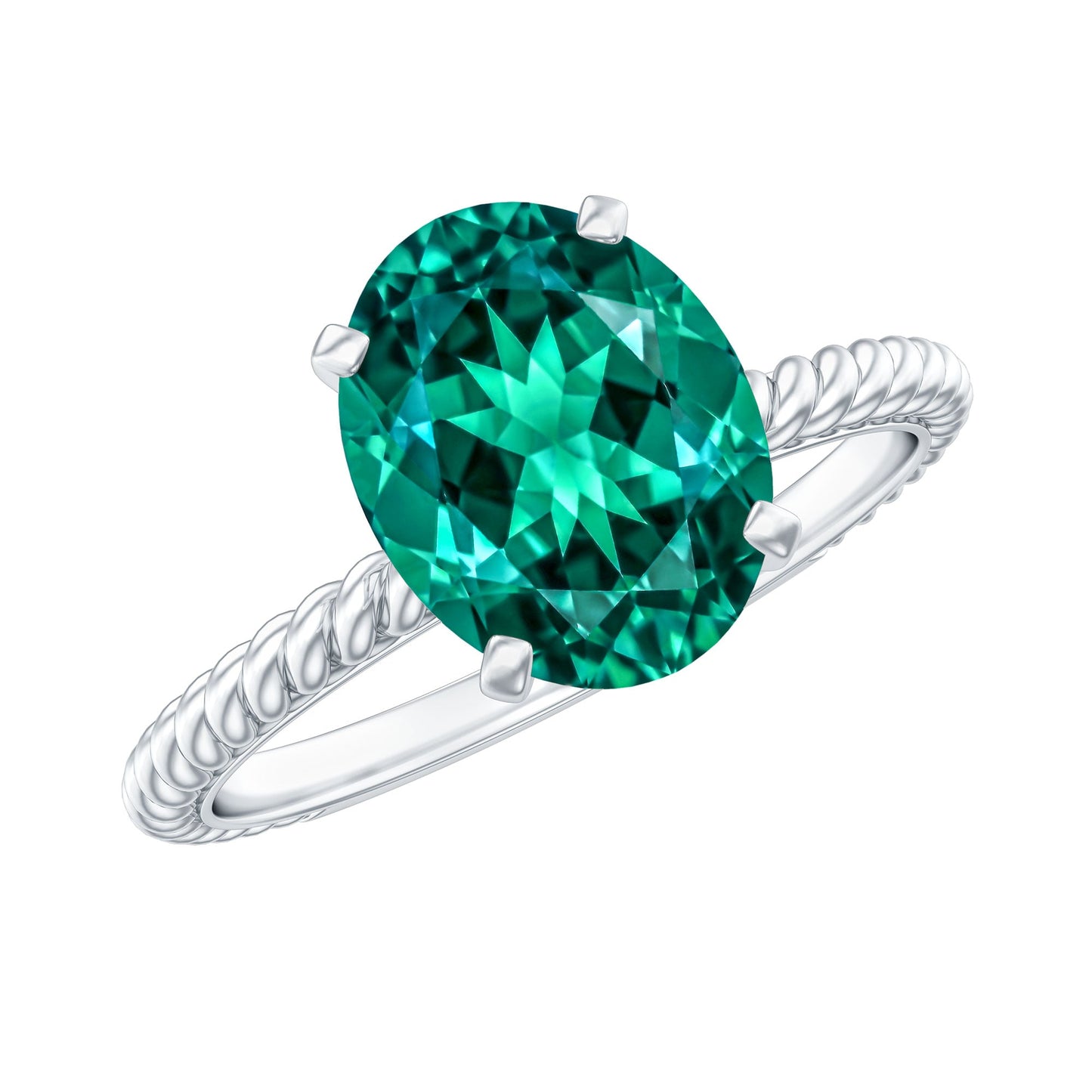 Certified 3 Carat Oval Lab Grown Emerald Ring for Engagement