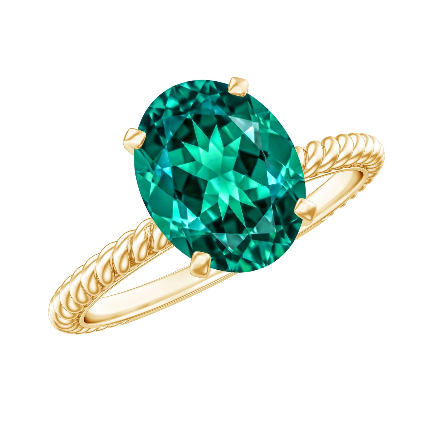 Certified 3 Carat Oval Lab Grown Emerald Ring for Engagement