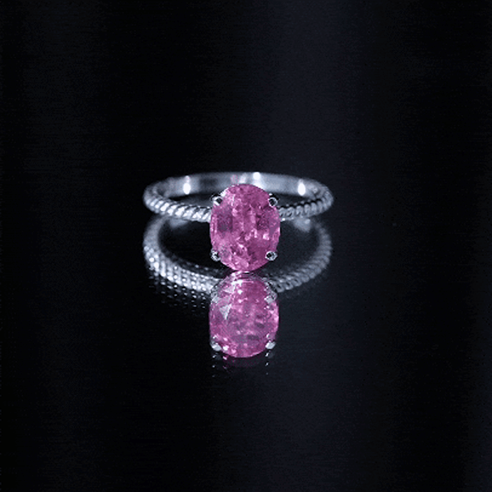 4 CT Lab Created Pink Sapphire Oval Engagement Ring