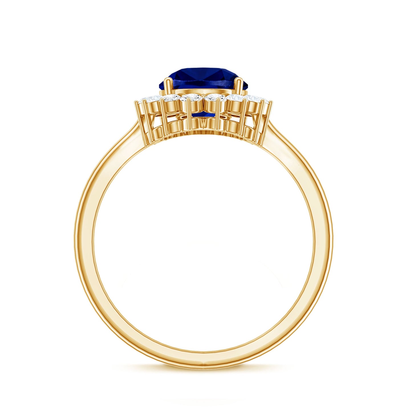 Certified 3.3 Carat Lab Grown Pear Shaped Blue Sapphire Engagement Ring with Diamond Halo