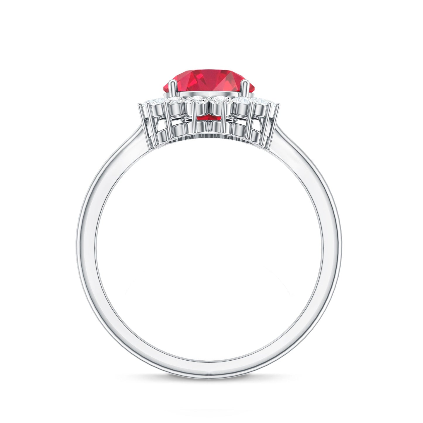 Certified 2.9 Carat Lab Grown Ruby Teardrop Engagement Ring with Diamond Halo