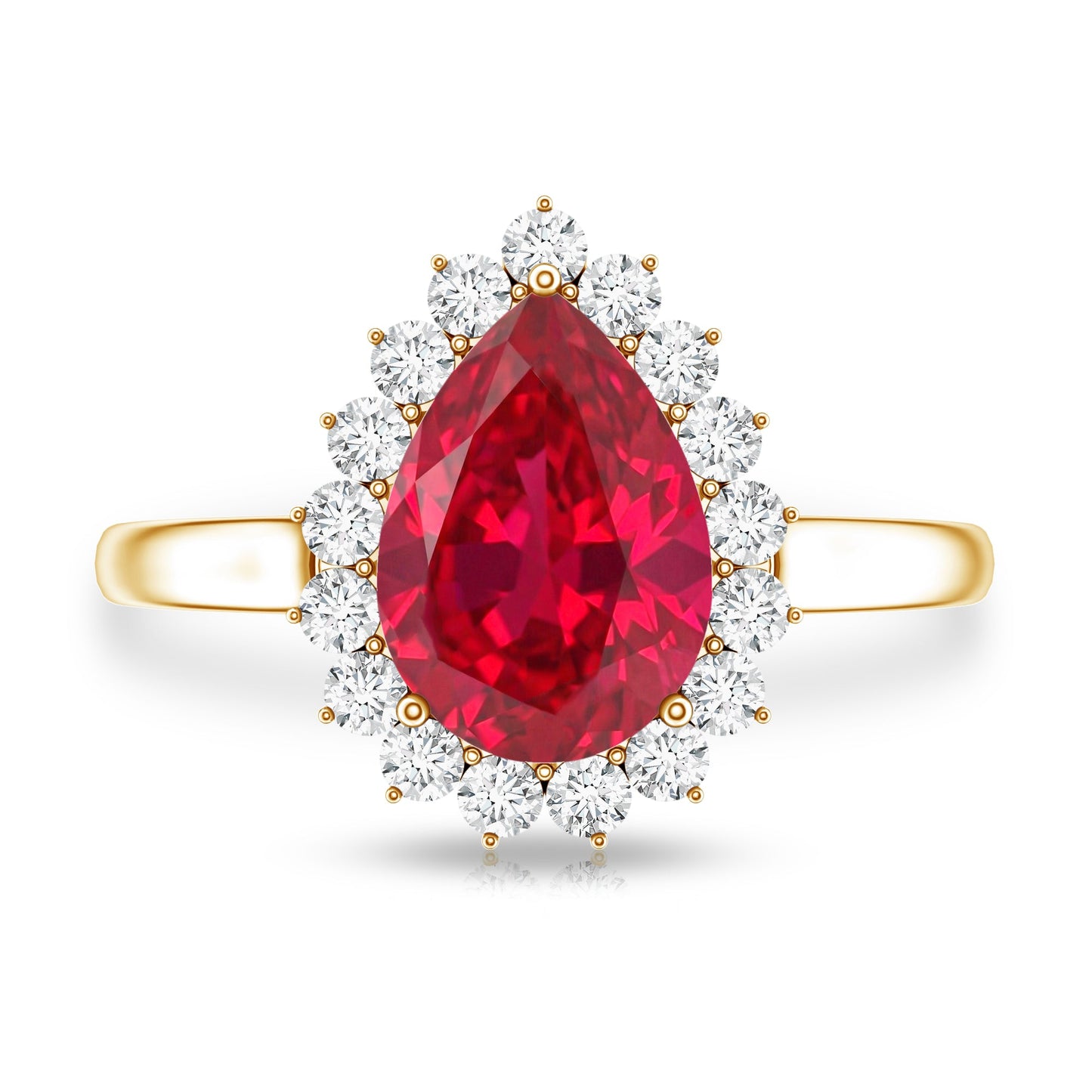 Certified 2.9 Carat Lab Grown Ruby Teardrop Engagement Ring with Diamond Halo