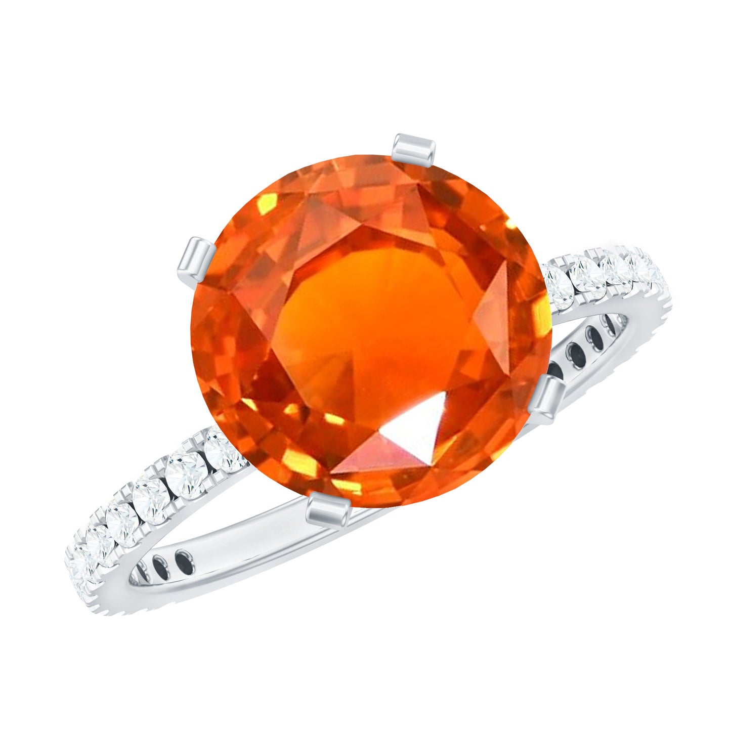 Solitaire 2.25 Carat Lab Grown Orange Sapphire Engagement Ring with Diamond