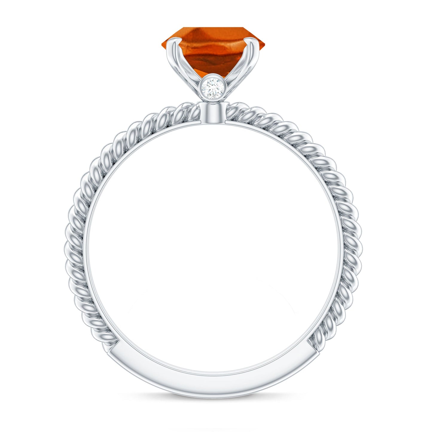4 Carat Lab Grown Orange Sapphire Engagement Ring with Diamond