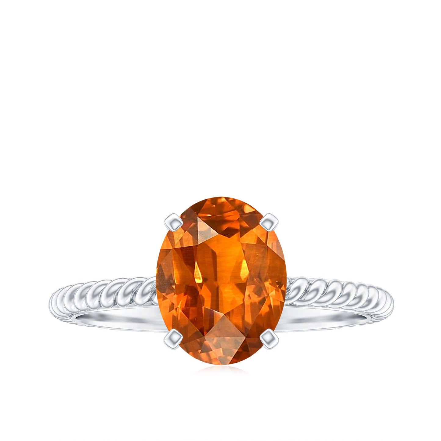 4 Carat Lab Grown Orange Sapphire Engagement Ring with Diamond