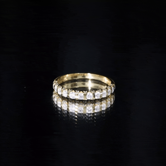 Certified Round Moissanite Half Eternity Wedding Band