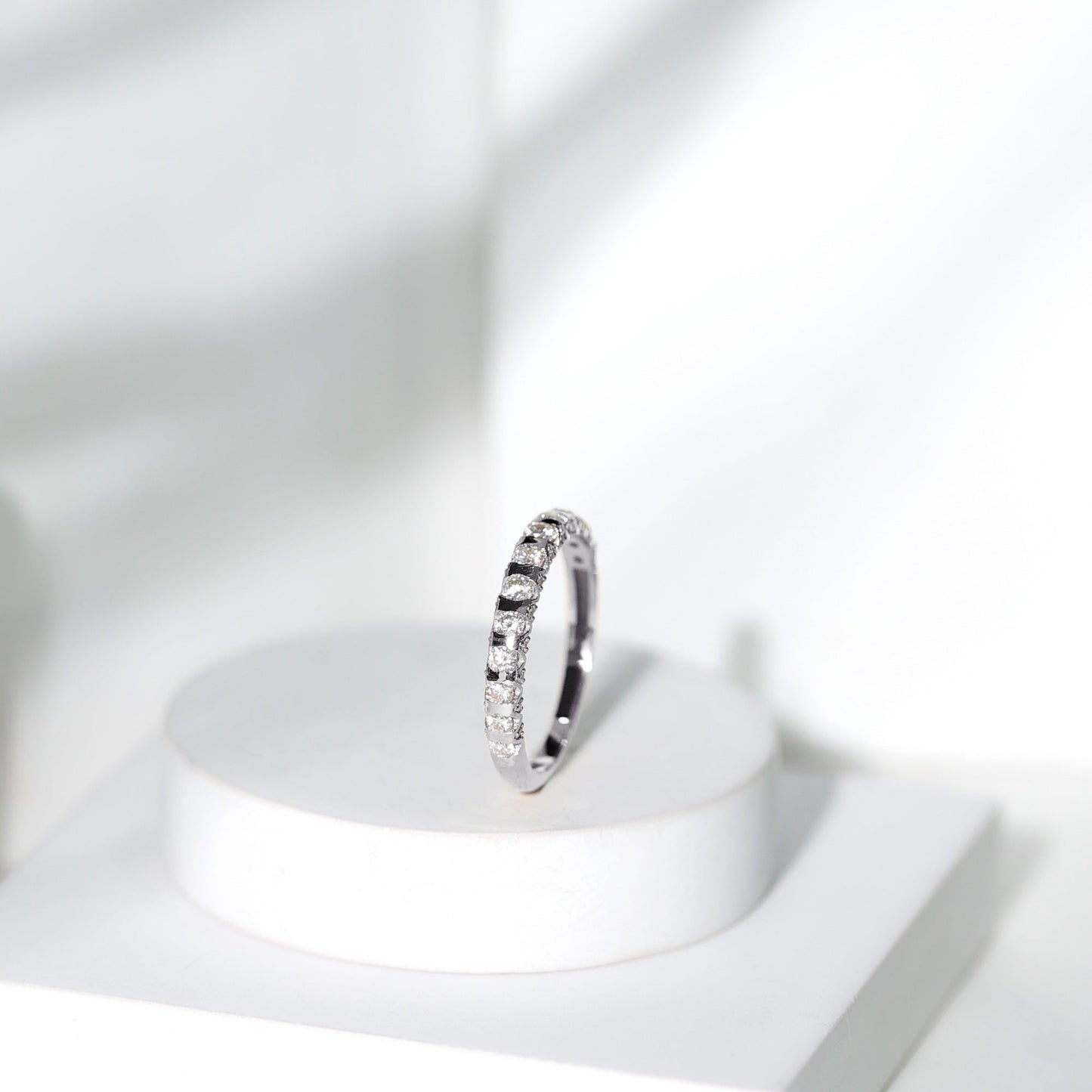 Certified Round Moissanite Half Eternity Wedding Band