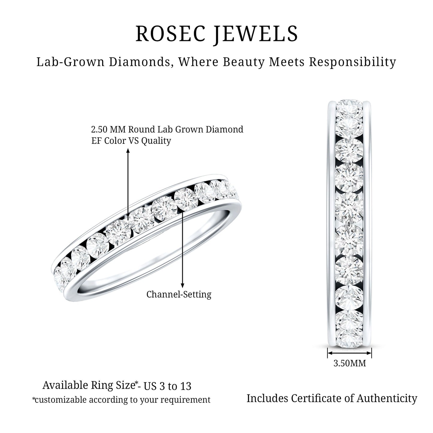 Certified Lab Grown Diamond Eternity Ring in Channel Set
