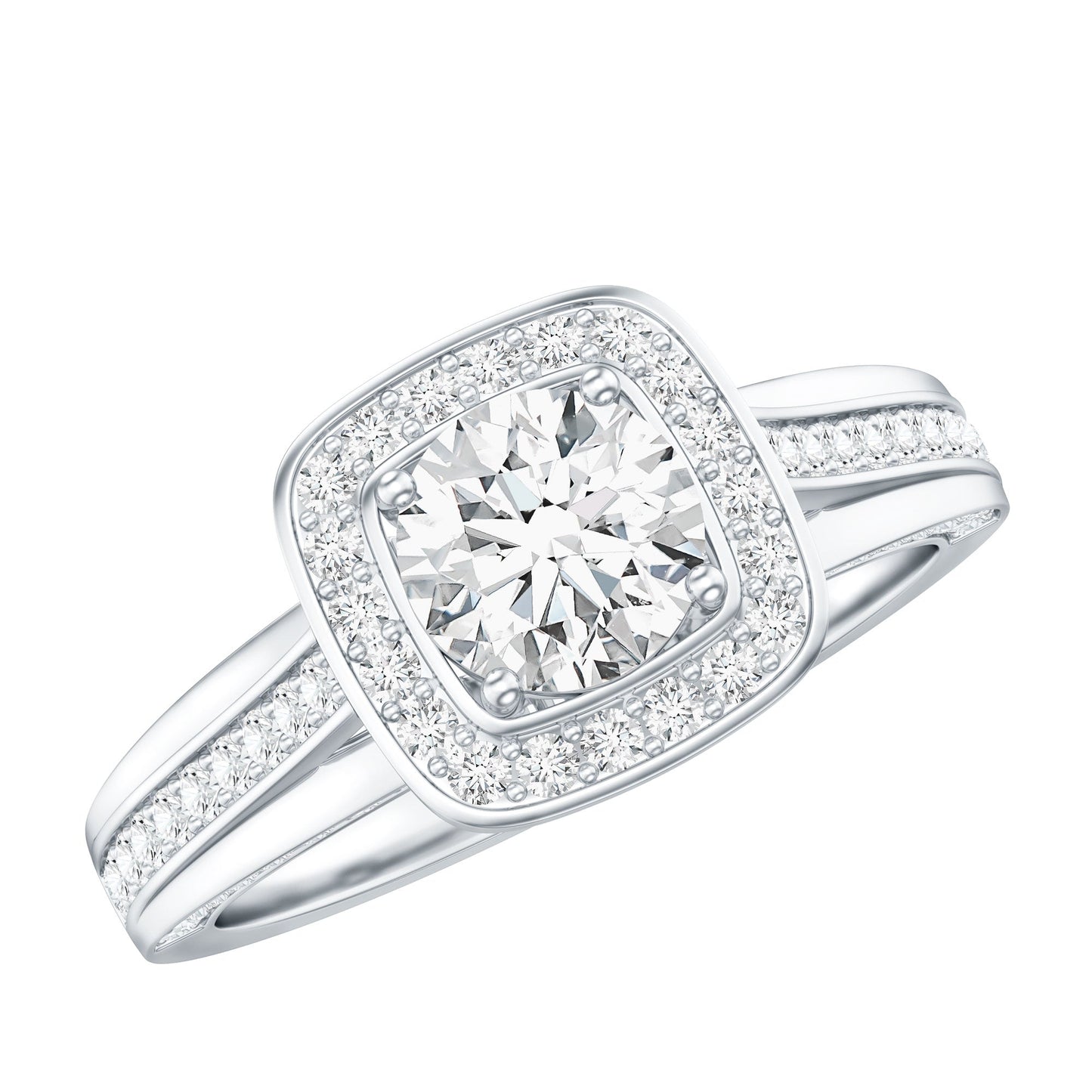 Certified 0.9 Carat Lab Grown Diamond Halo Engagement Ring