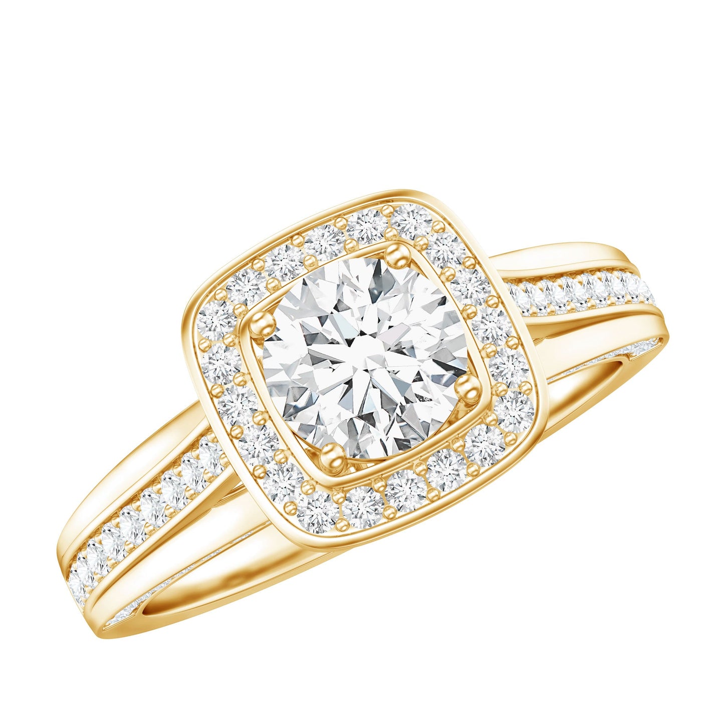 Certified 0.9 Carat Lab Grown Diamond Halo Engagement Ring