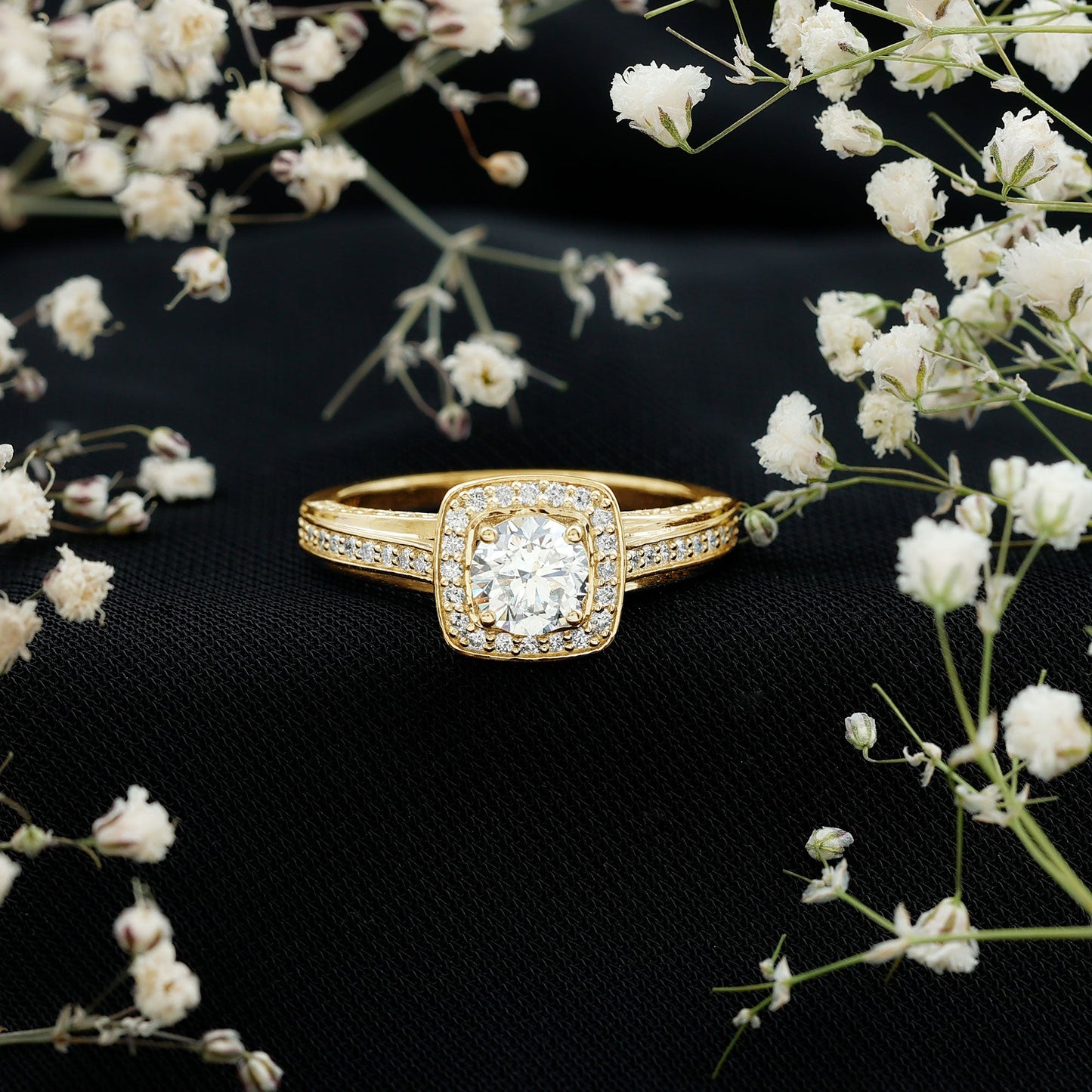Certified 0.9 Carat Lab Grown Diamond Halo Engagement Ring