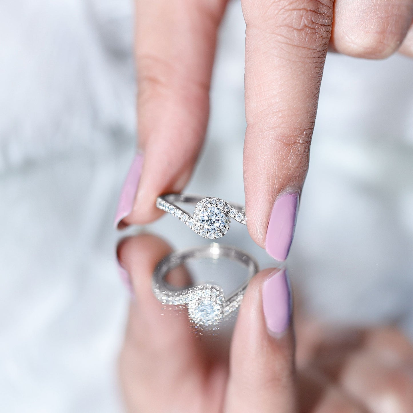 Certified 0.4 Carat Lab Grown Diamond Bypass Engagement Ring