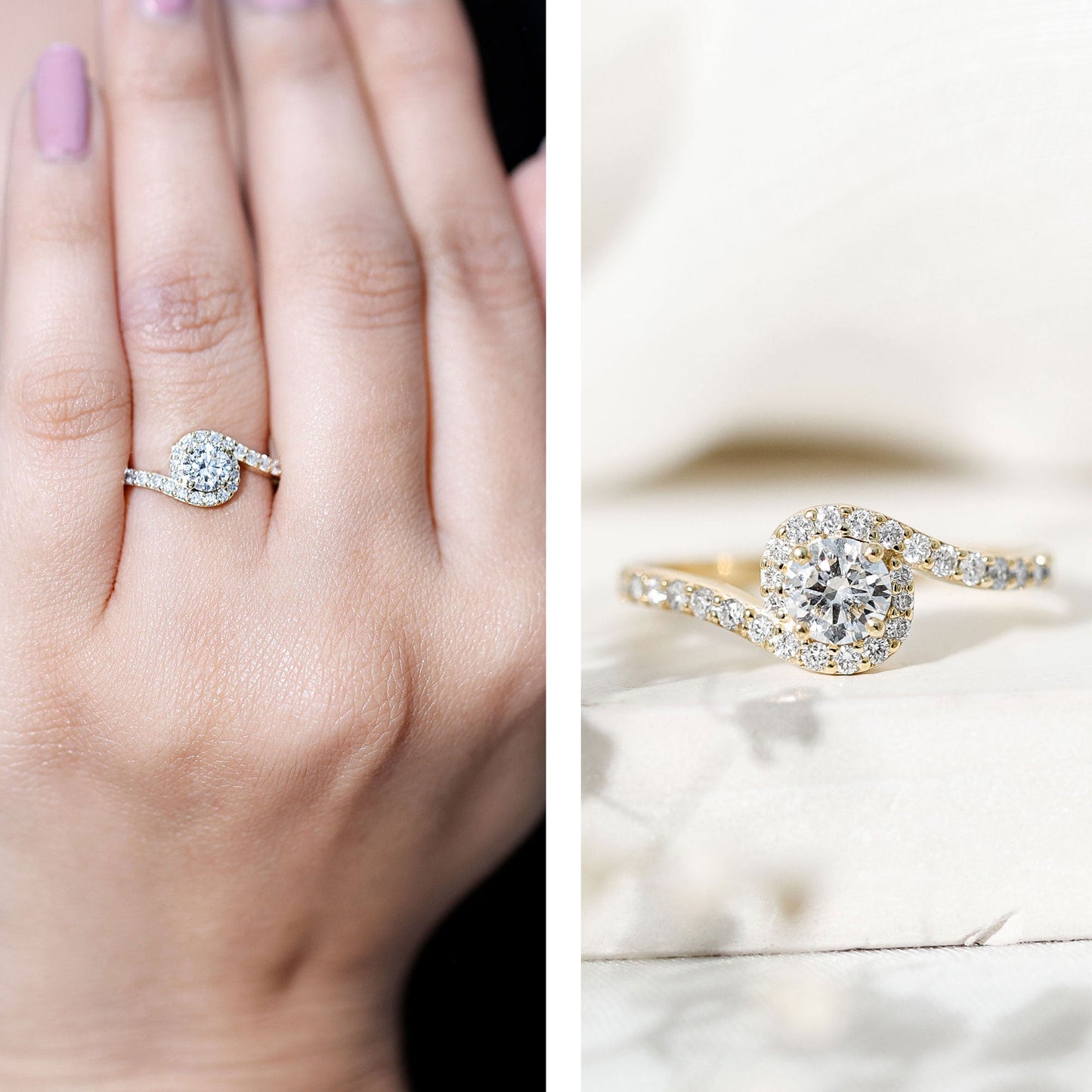 Certified 0.4 Carat Lab Grown Diamond Bypass Engagement Ring