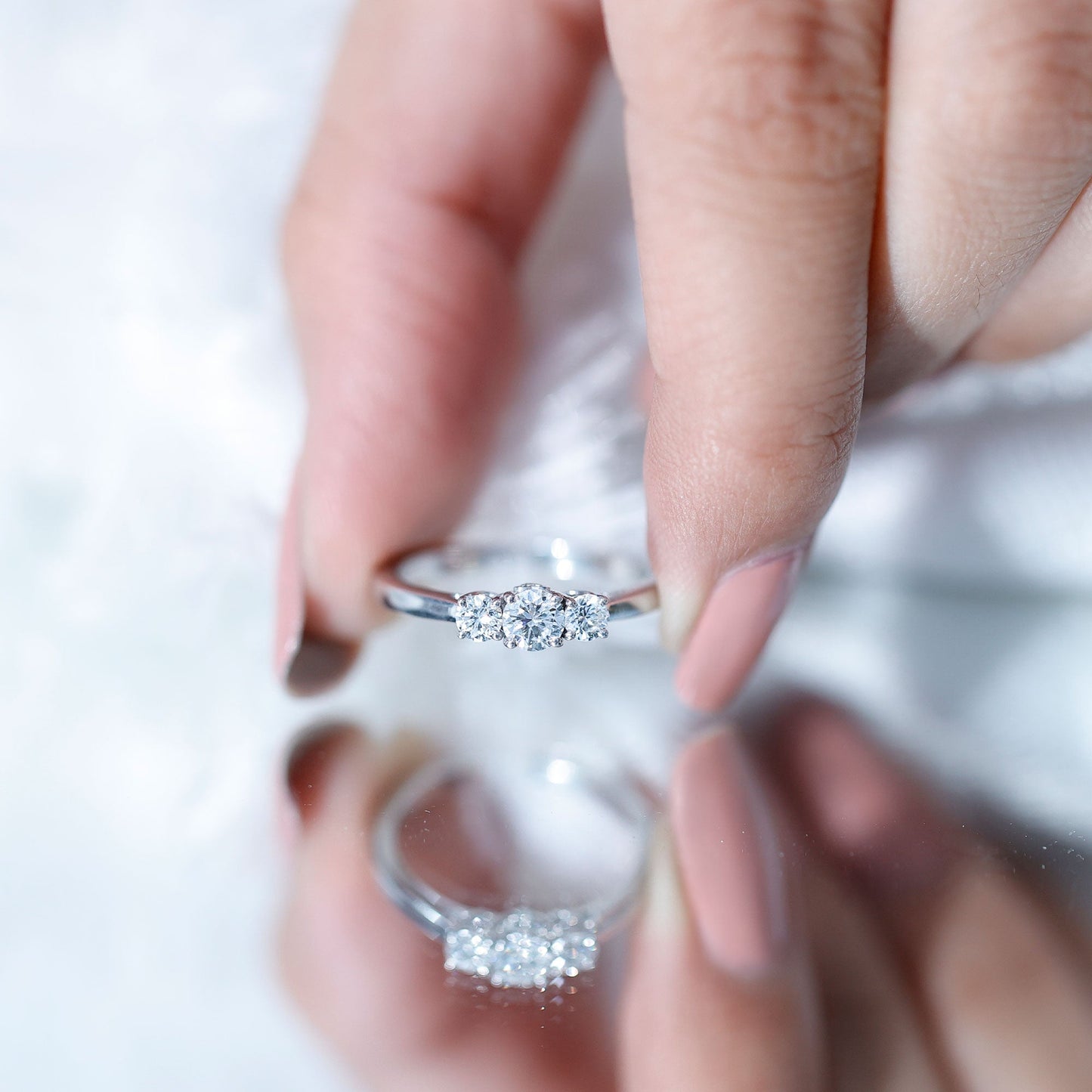 Lab Grown Diamond Minimal 3 Stone Engagement Ring