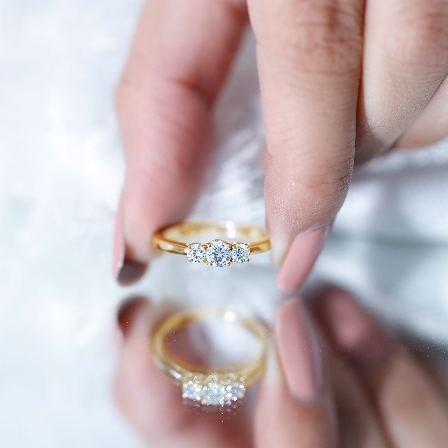 Lab Grown Diamond Minimal 3 Stone Engagement Ring