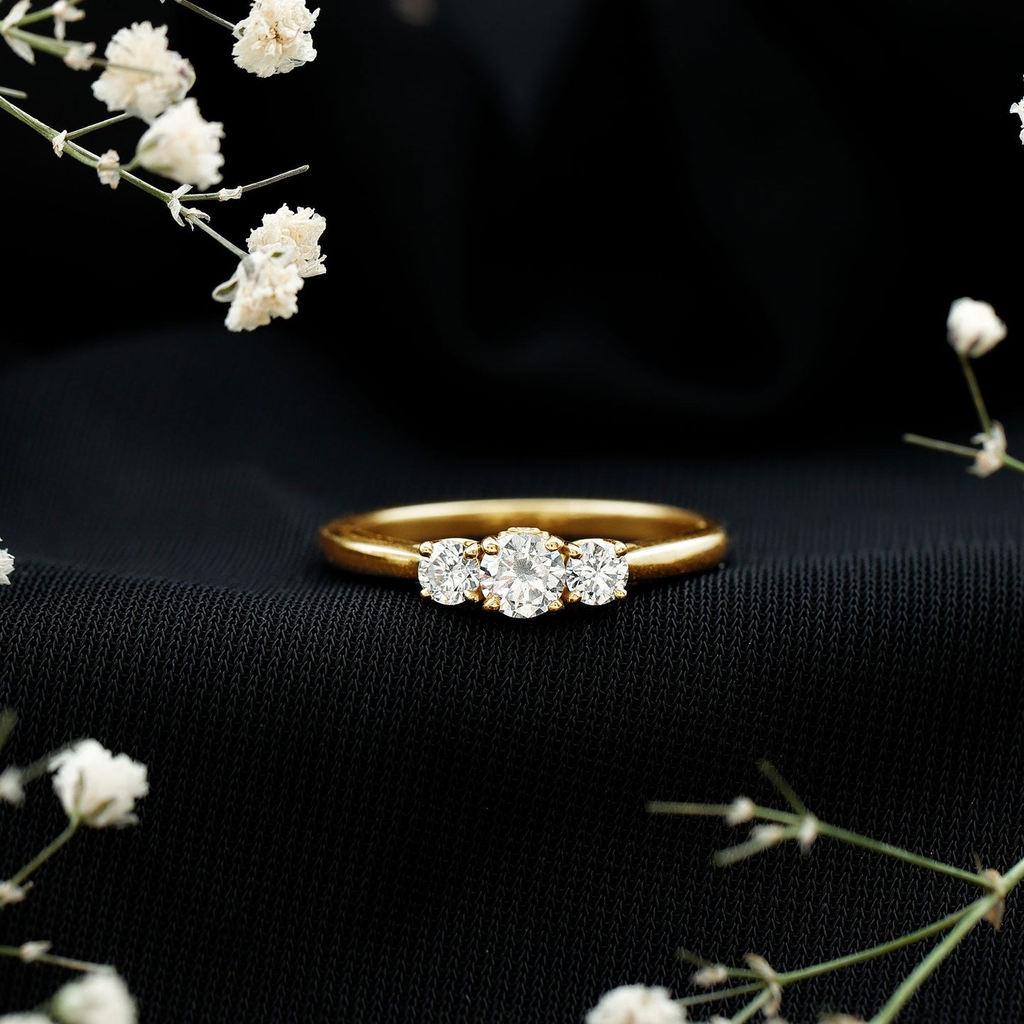 Lab Grown Diamond Minimal 3 Stone Engagement Ring