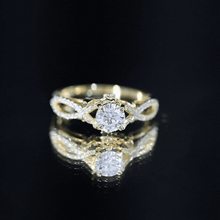 Certified 0.9 Carat Lab Grown Diamond Crossover Engagement Ring