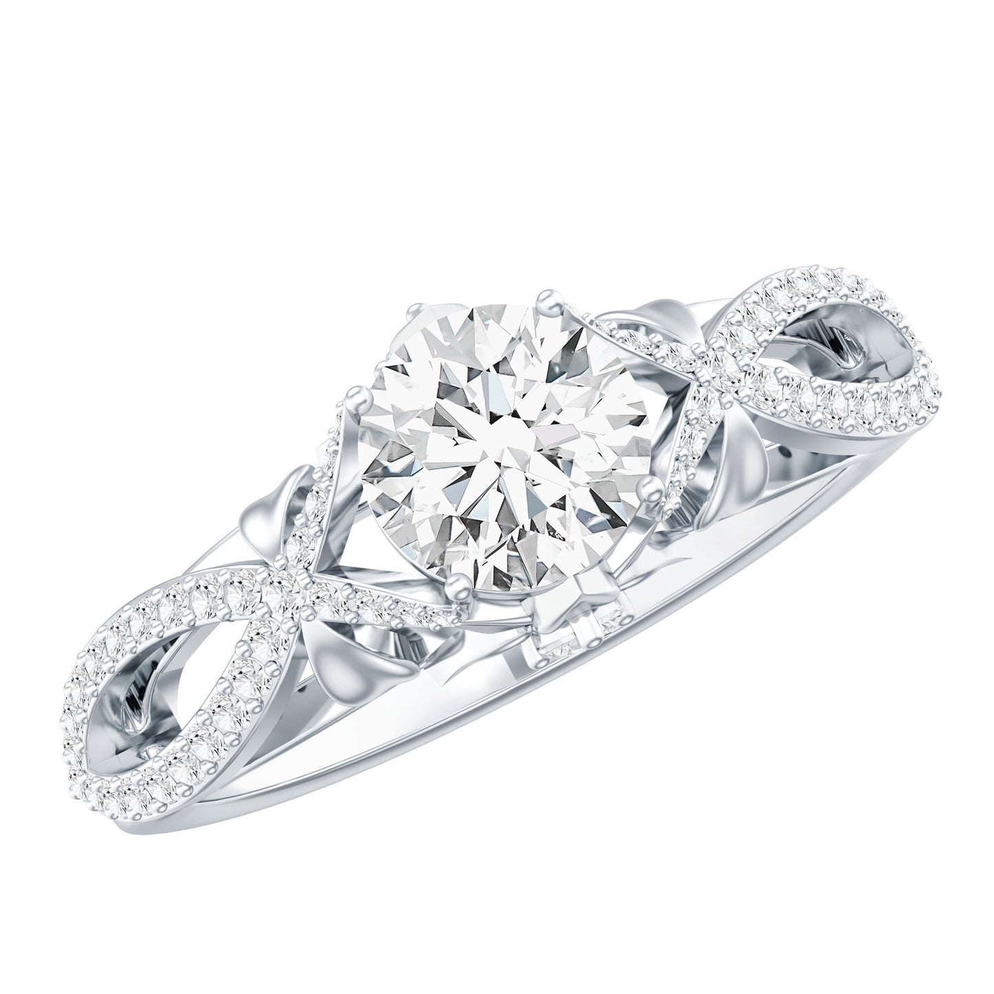 Certified 0.9 Carat Lab Grown Diamond Crossover Engagement Ring