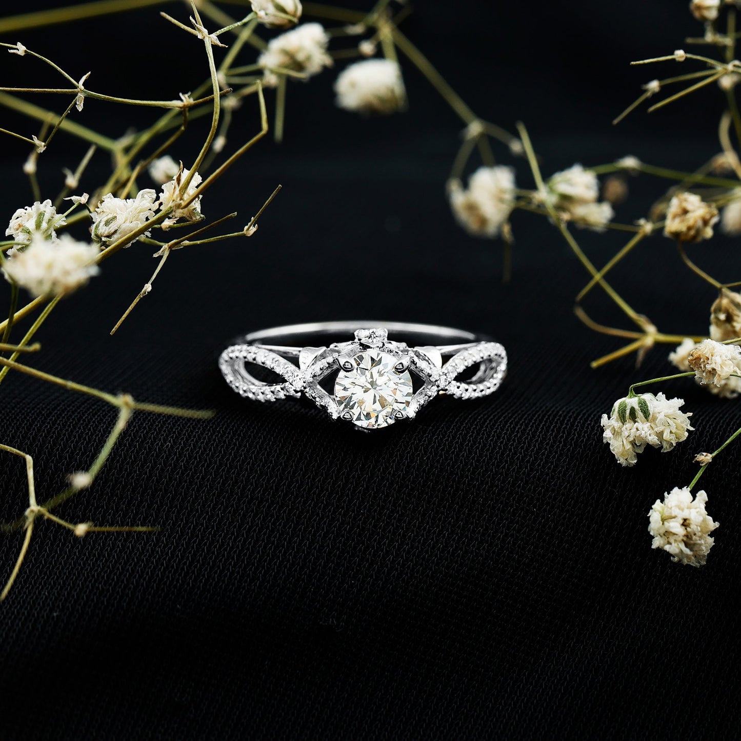 Certified 0.9 Carat Lab Grown Diamond Crossover Engagement Ring