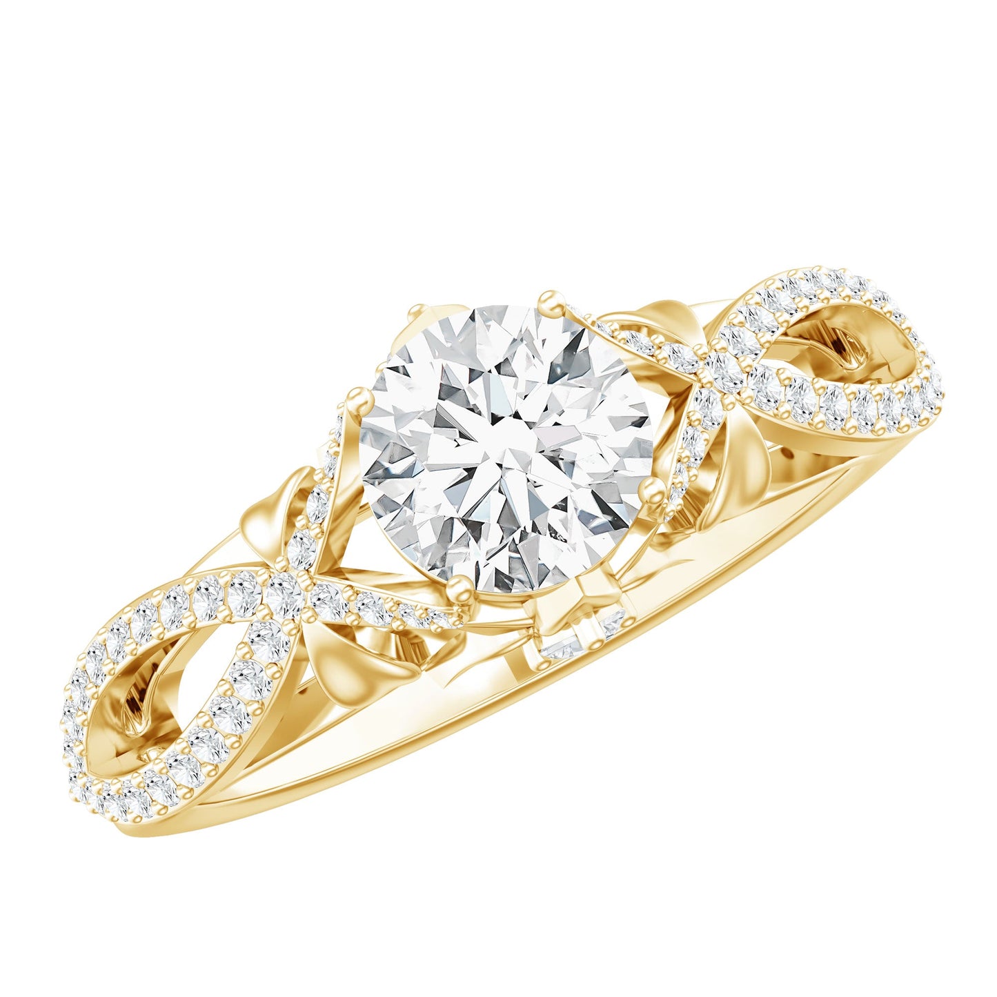 Certified 0.9 Carat Lab Grown Diamond Crossover Engagement Ring