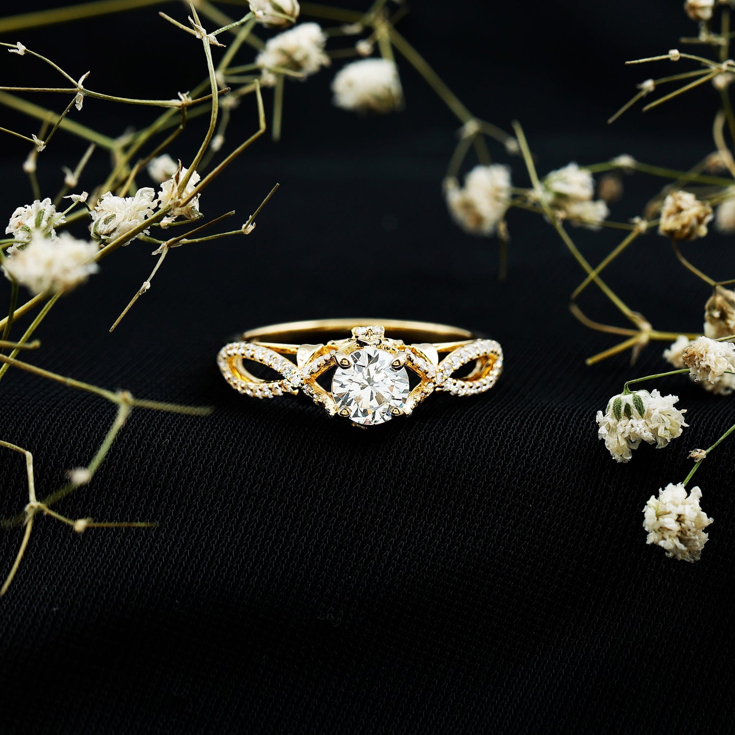 Certified 0.9 Carat Lab Grown Diamond Crossover Engagement Ring
