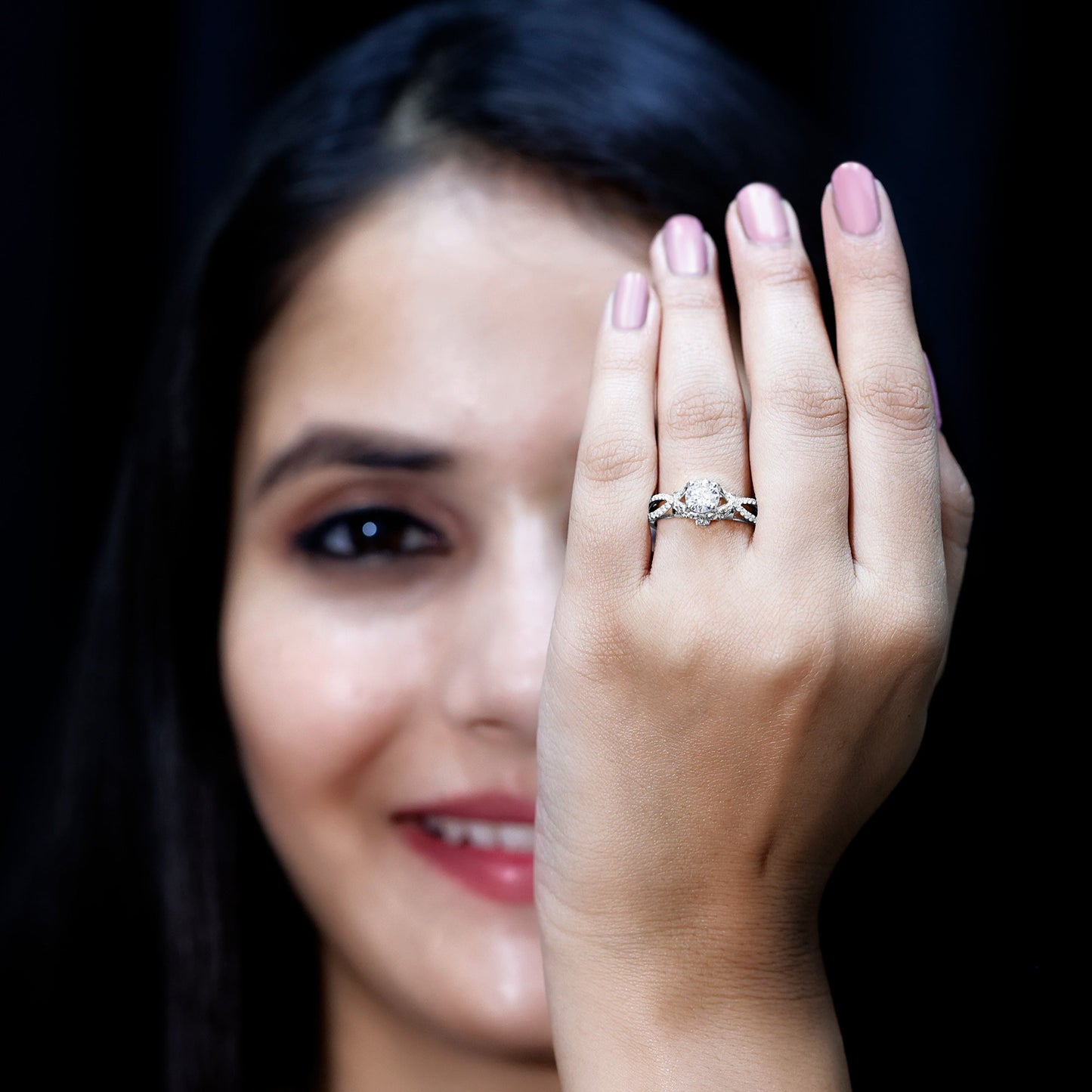 Certified 0.9 Carat Lab Grown Diamond Crossover Engagement Ring