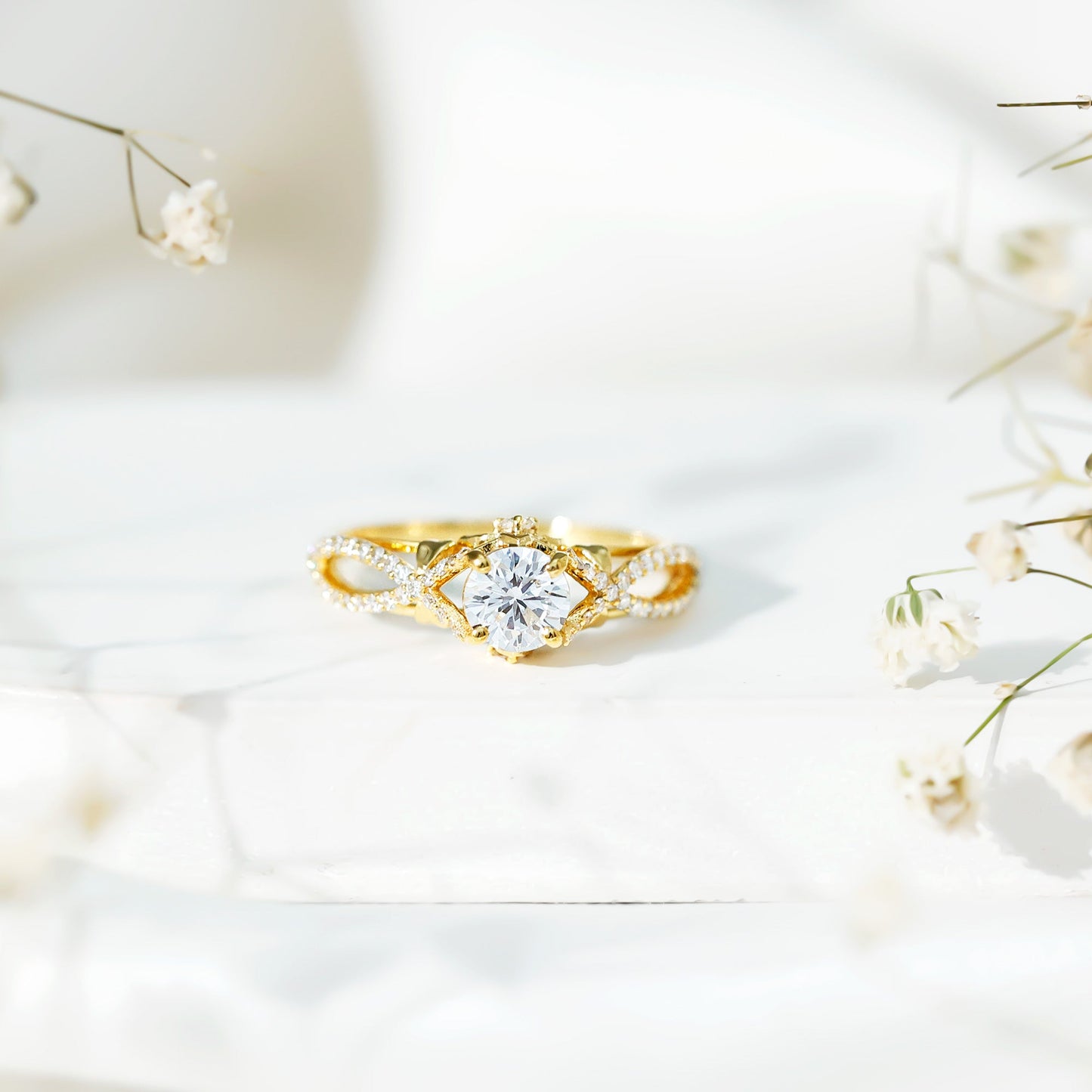 Certified 0.9 Carat Lab Grown Diamond Crossover Engagement Ring