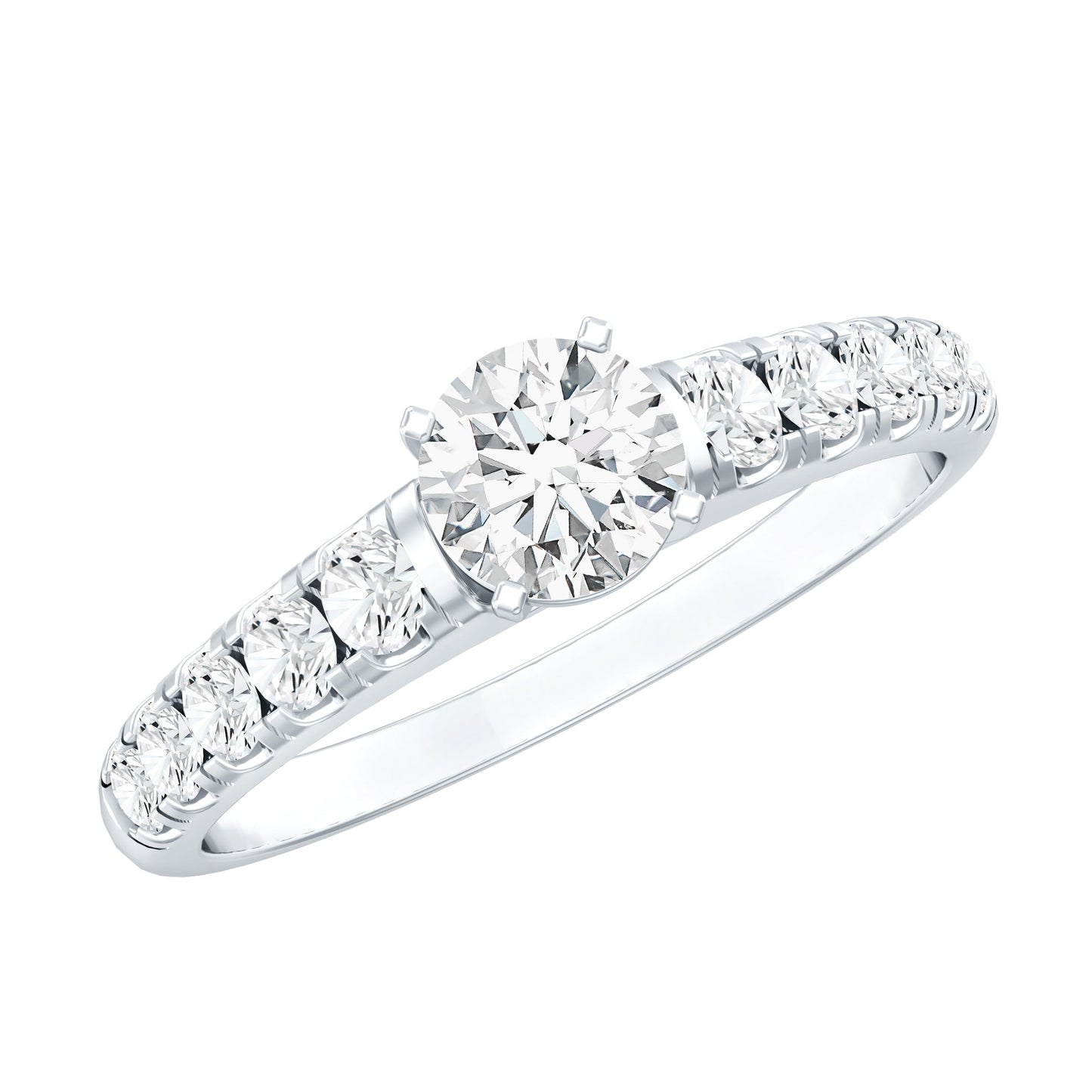 Lab Grown Diamond Classic Engagement Ring With Side Stones