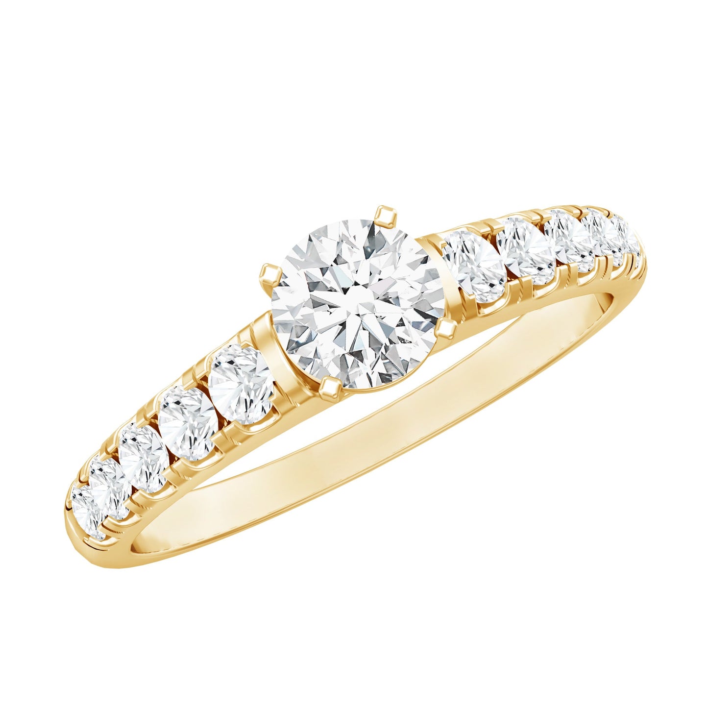Lab Grown Diamond Classic Engagement Ring With Side Stones