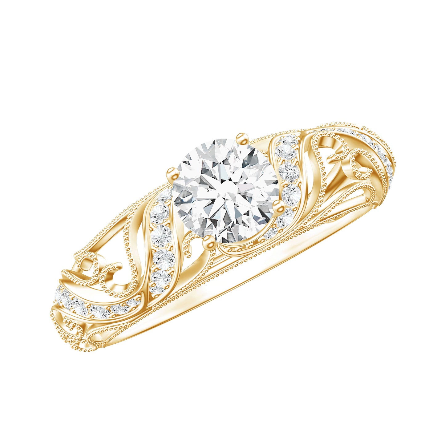 Certified 0.9 Carat Lab Grown Diamond Vintage Looking Engagement Ring